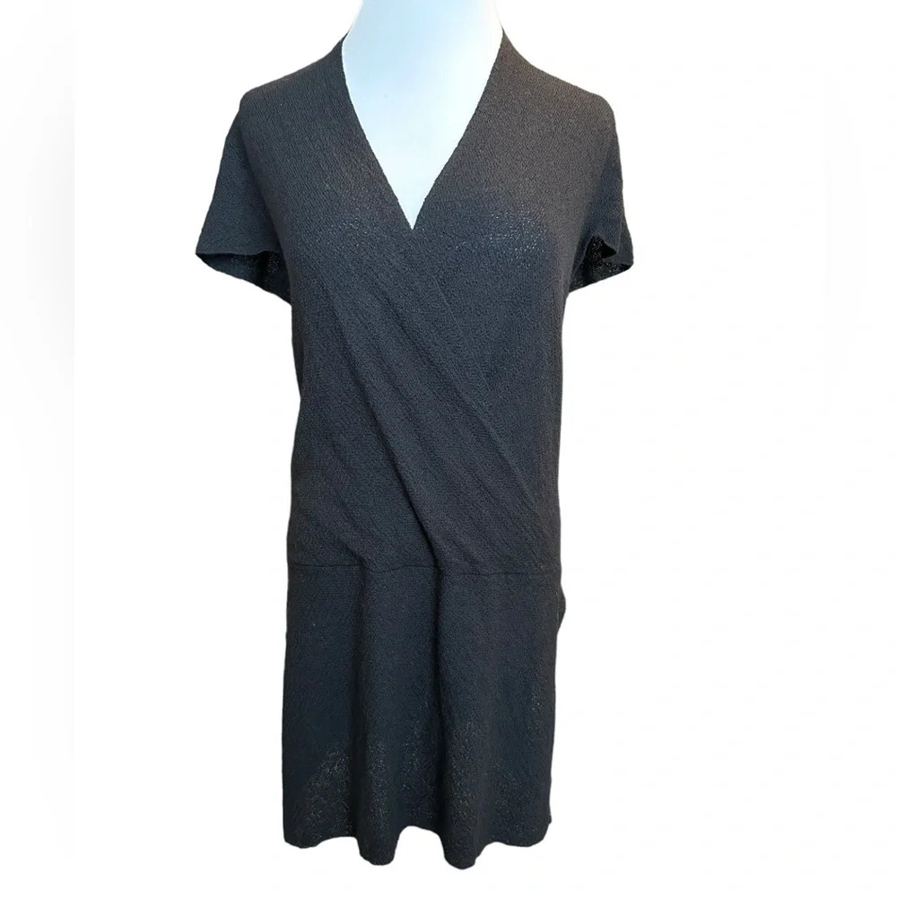 Eileen Fisher Virgin Wool Vneck Faux Wrap Tunic Top